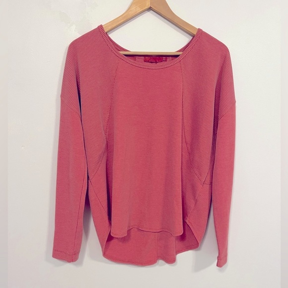 Prana Womens Remi Waffle Knit Thermal Athletic Outdoor Pullover Rhubarb L - Picture 6 of 15